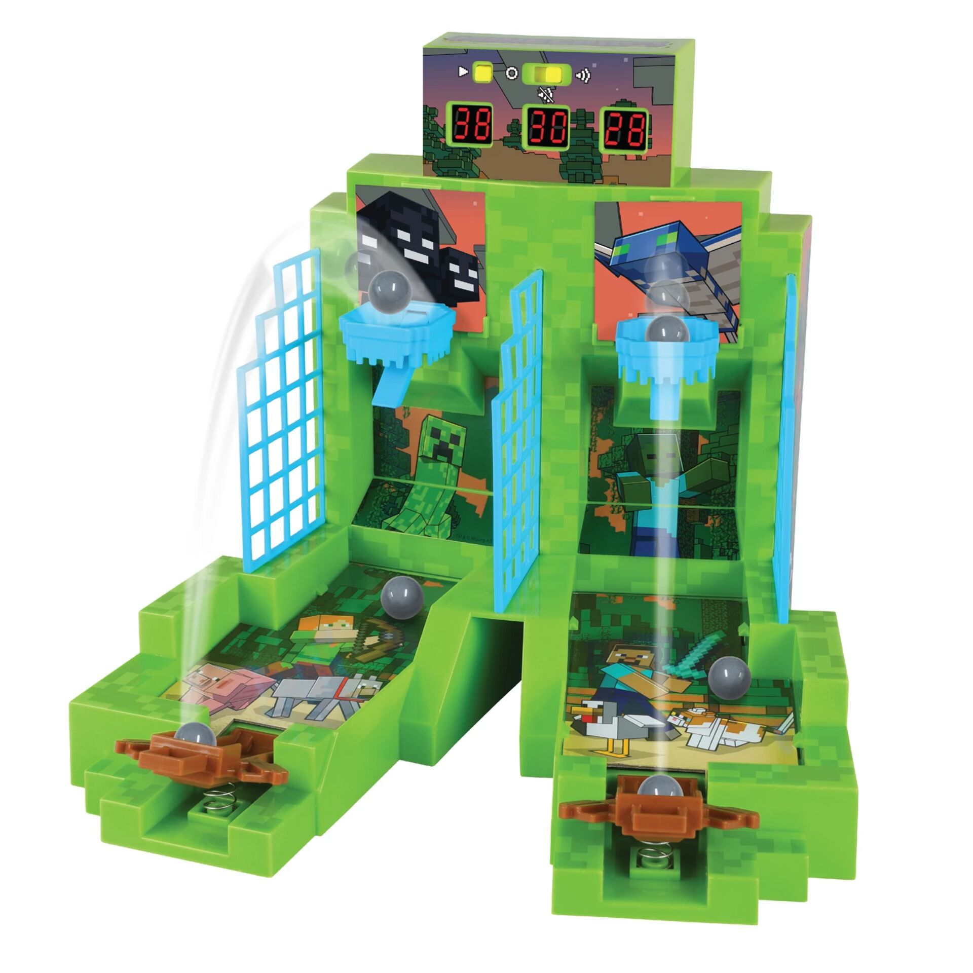 Klemmbaustein-Spielzeug, Minecraft-ähnliche Struktur, Grün, Hindernis- oder Geschicklichkeitsspiel, Spielzeugautomat