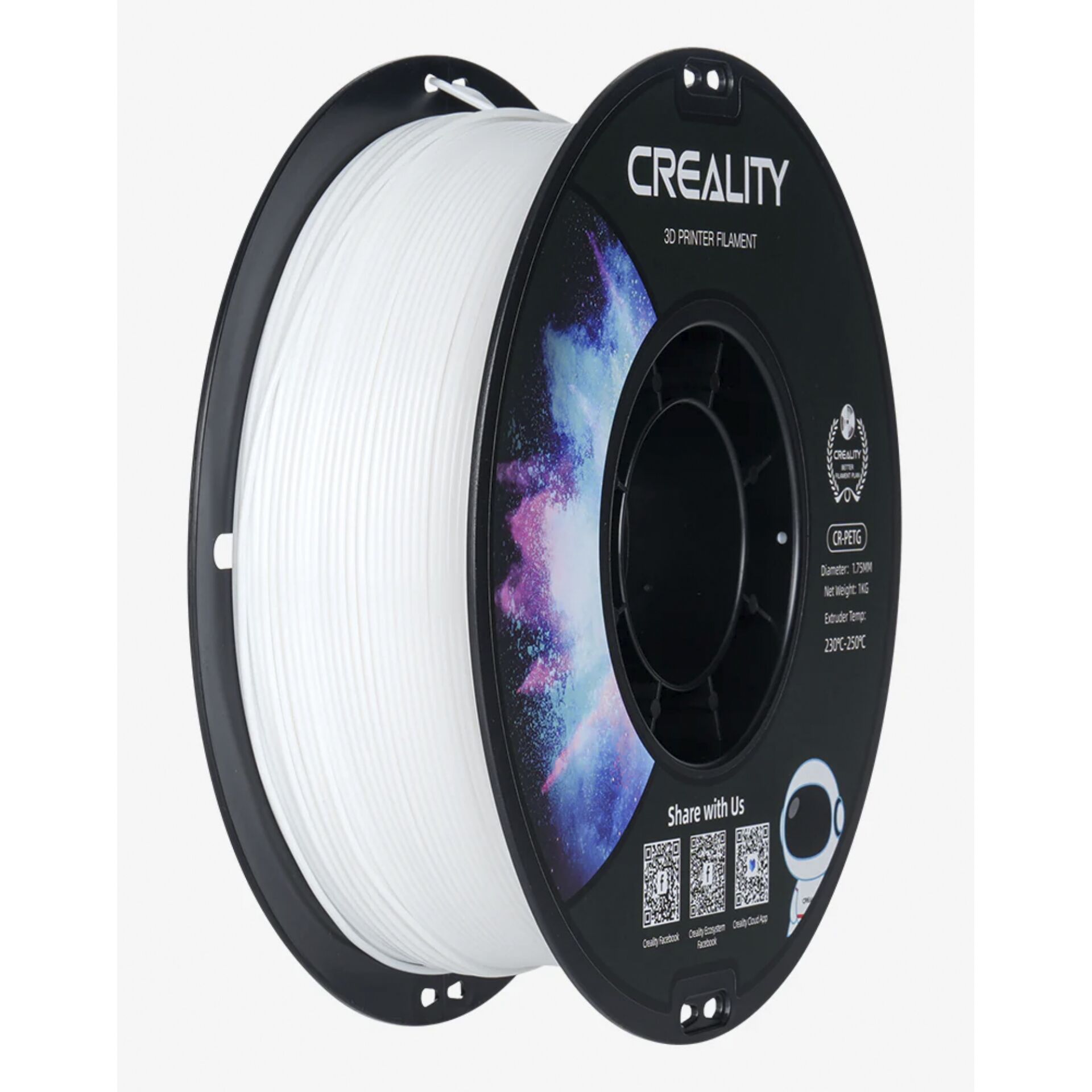 3D-Druck-Filament, PLA-Filament, Spule, weißes Filament, Creality