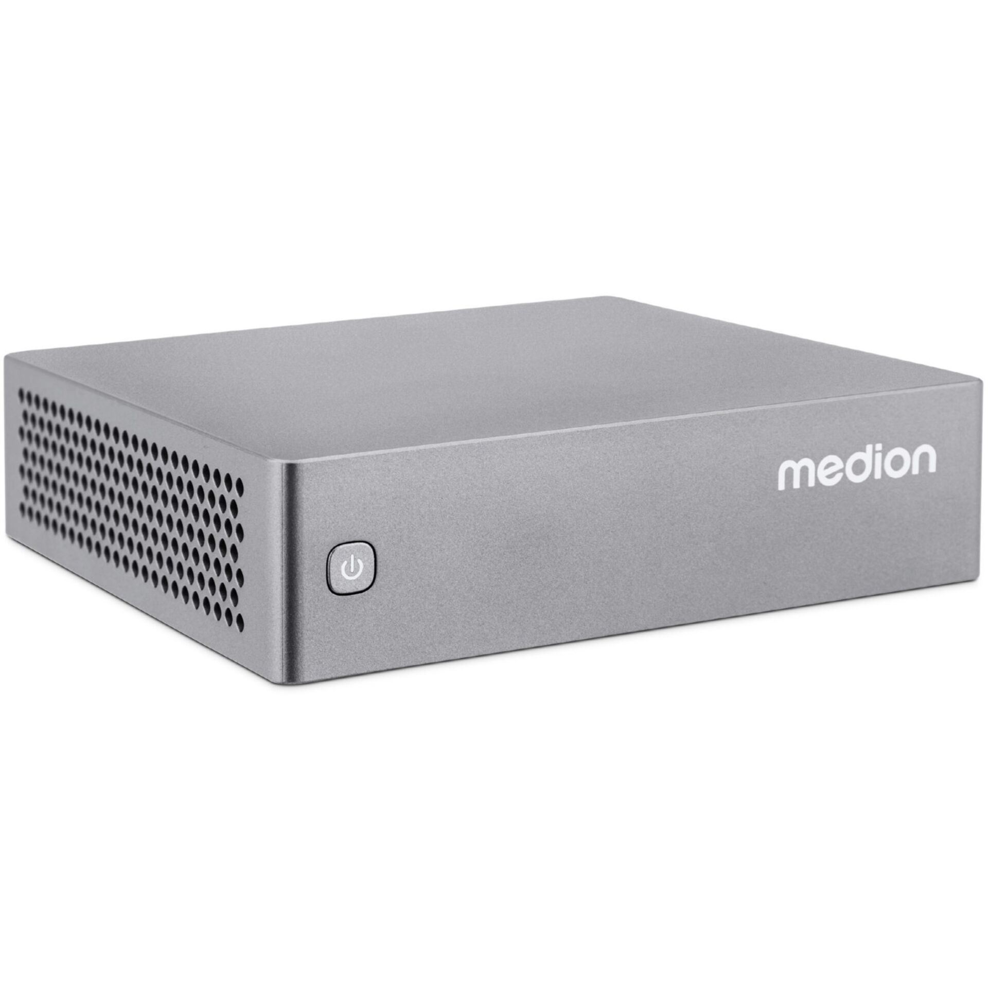 Mini-PC, Metallic, Belüftungslöcher, Netzschalter, Medion