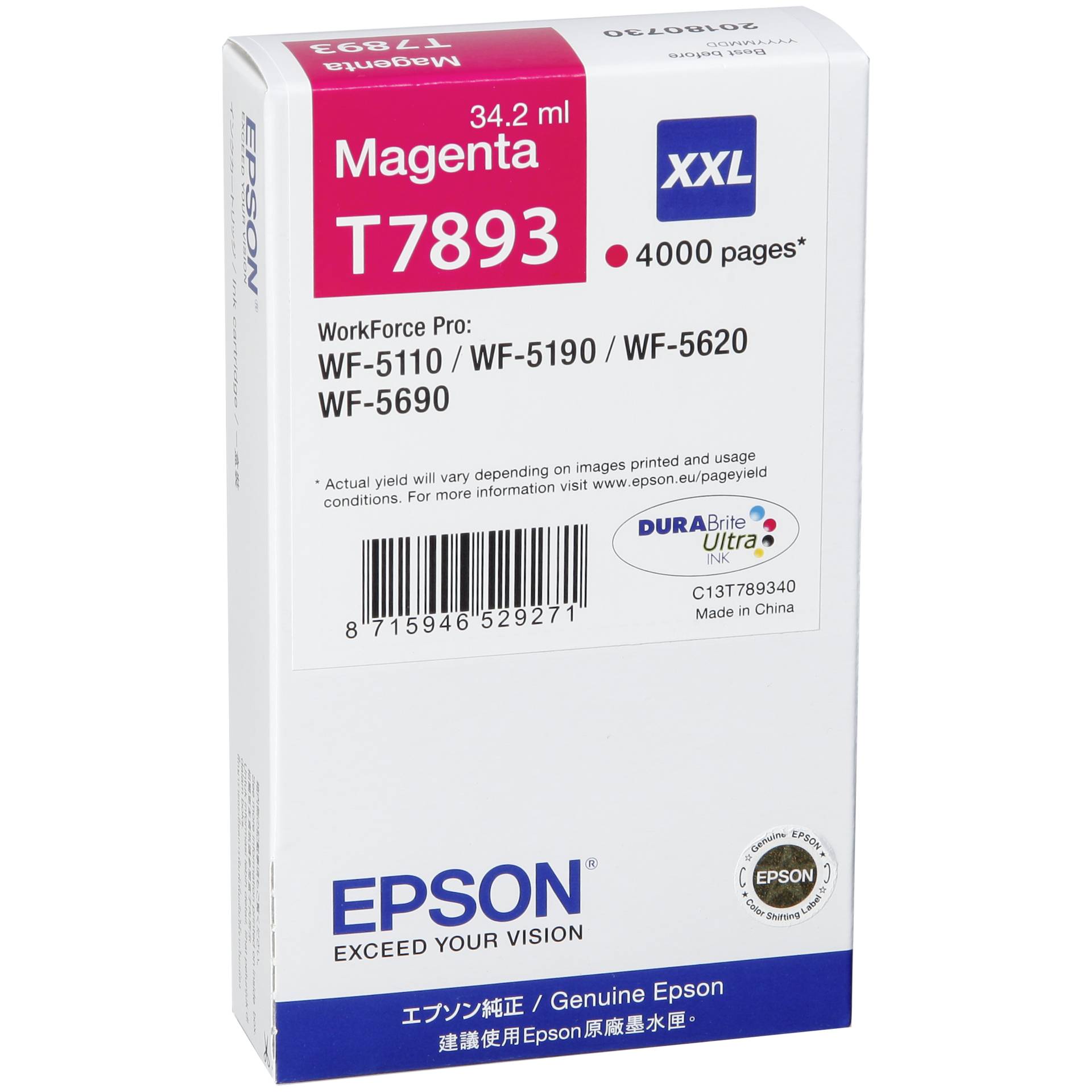 Epson DURABrite Ultra Ink XXL  Tintenpatrone magenta     T 7893